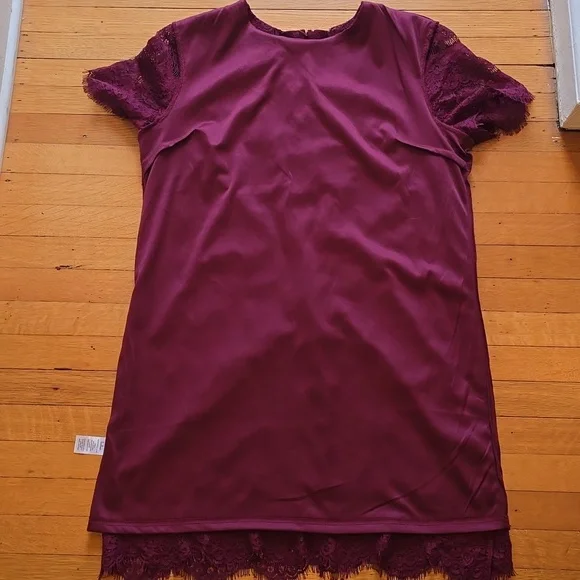 Lulus, Take Me To Brunch, Burgundy Lace Shift Dress, EUC, Women's XL - Picture 10 of 16